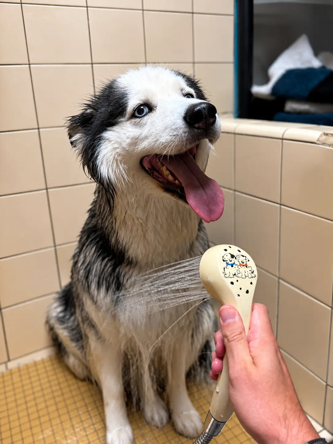 Chien après un bain et une coupe à domicile à Nancy
